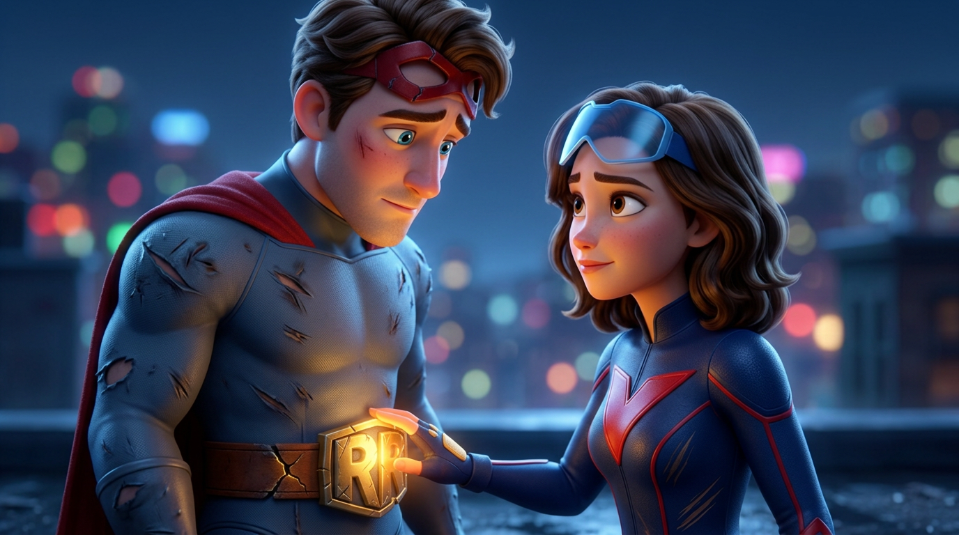 Claire touches Rob's belt buckle