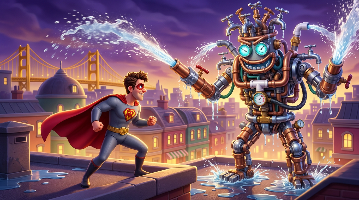 Hydro Rex — The Flood King, Max's imaginary plumbing-contraption villain