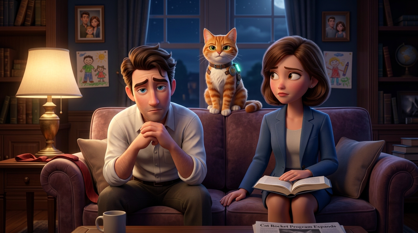 Maple between Rob and Claire on the couch