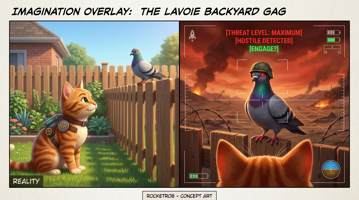 Maple imagination overlay — reality vs cat POV