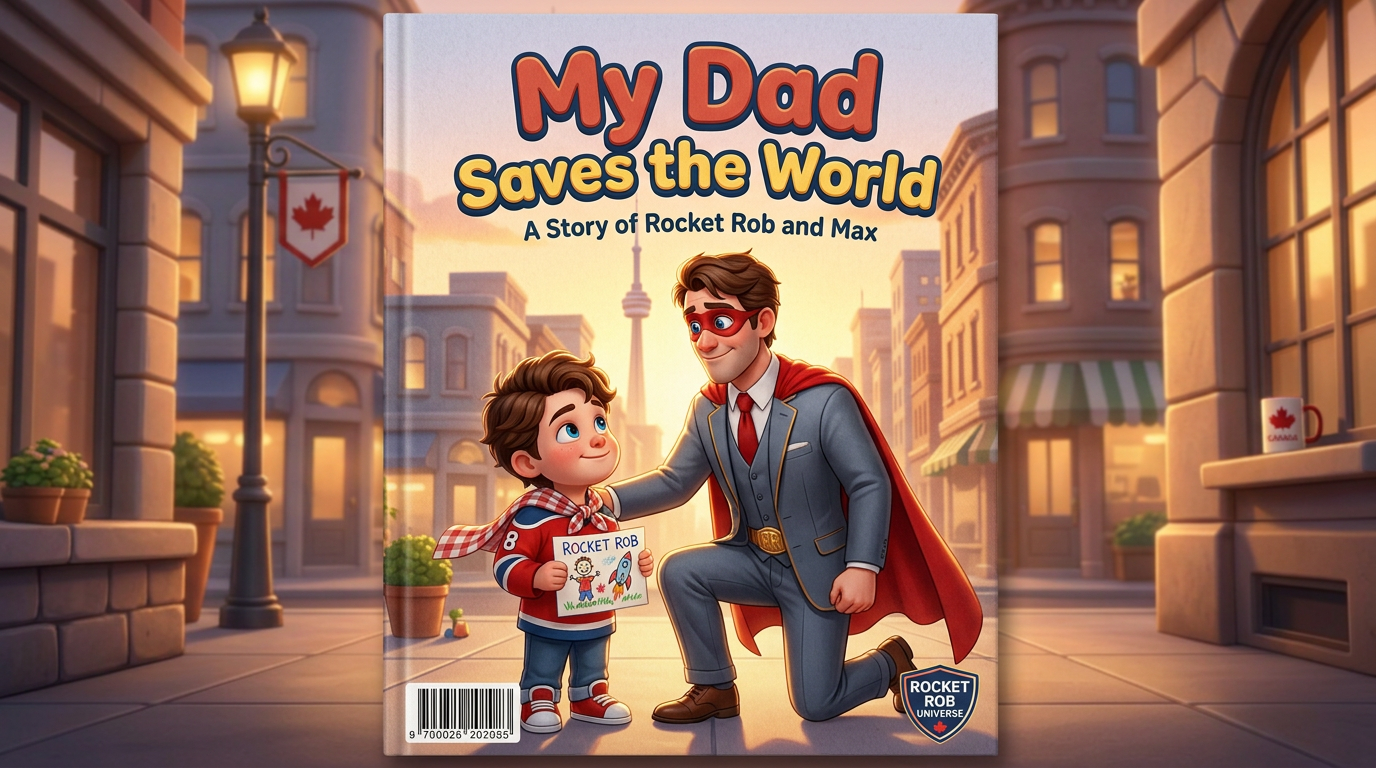 My Dad Saves the World — picture book cover mockup