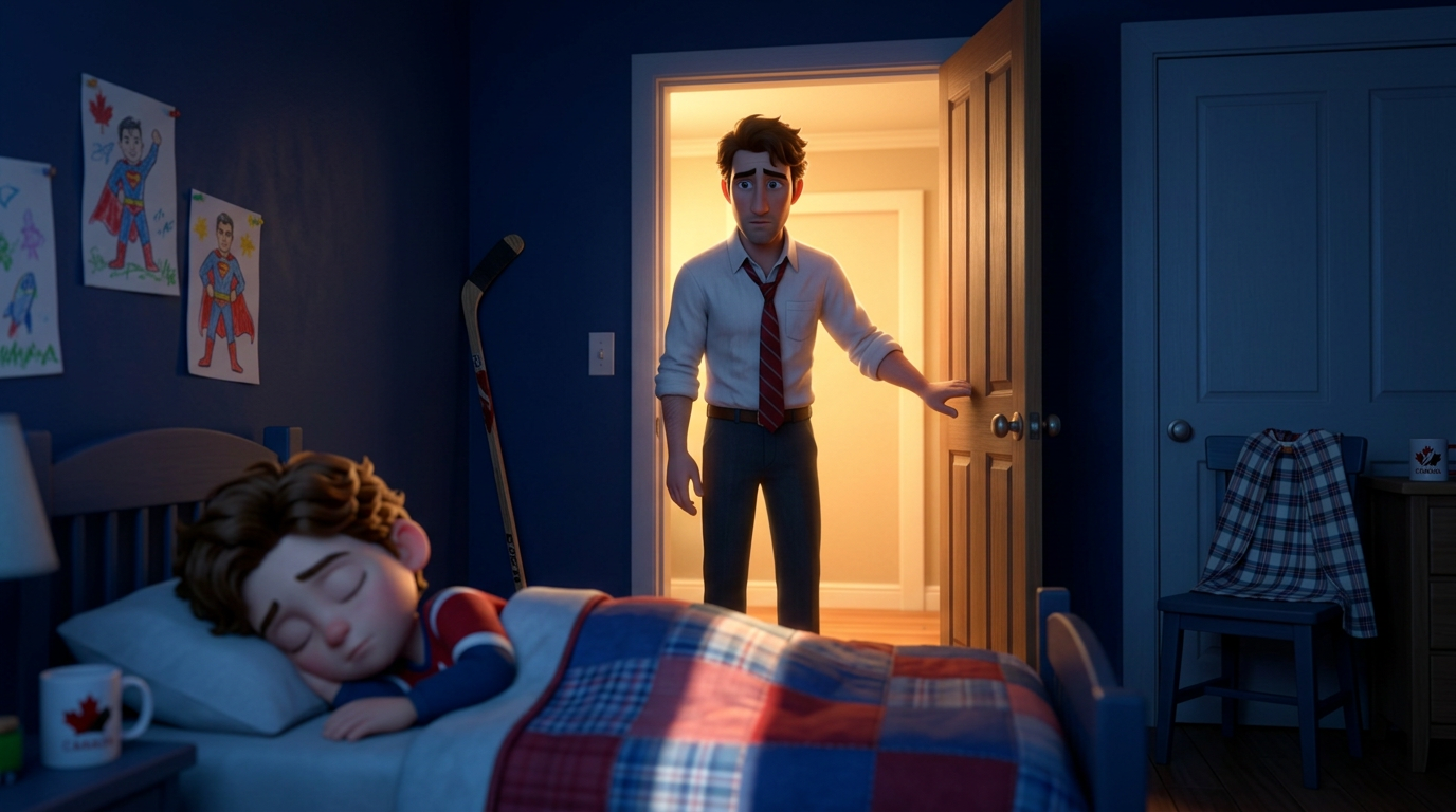 Rob stands in Max’s doorway — Max asleep, hallway light across the bed