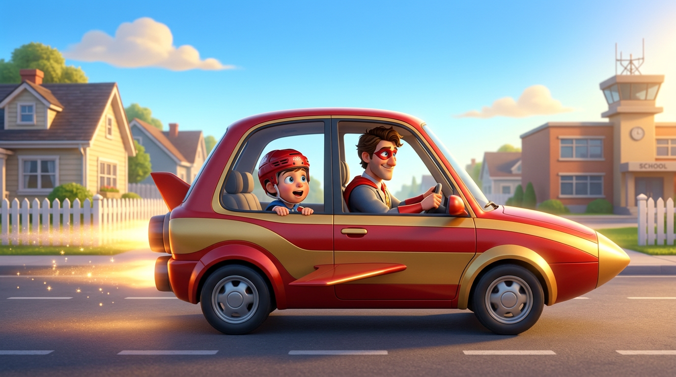 The Rocket Launch — family car becomes a rocket in Max's imagination