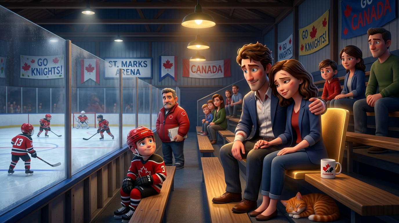 The Seat Fills — Rob and Claire in the arena stands during the game, Max on the bench looking up